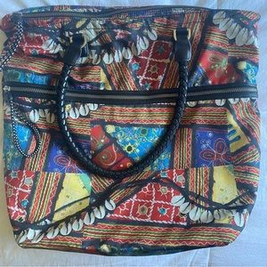 L.A.M.B. Mahi large tote bag nylon patchwork print collector Gwen Stefani EUC